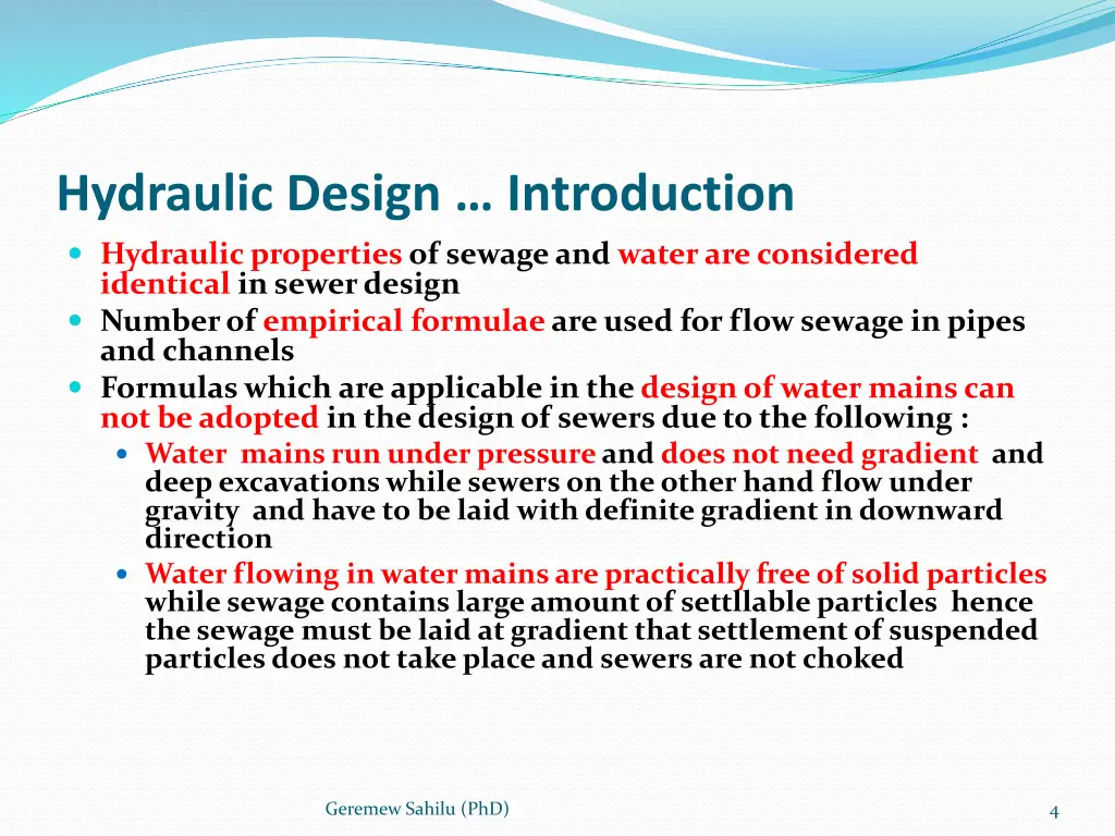 hydraulic design introduction hydraulic