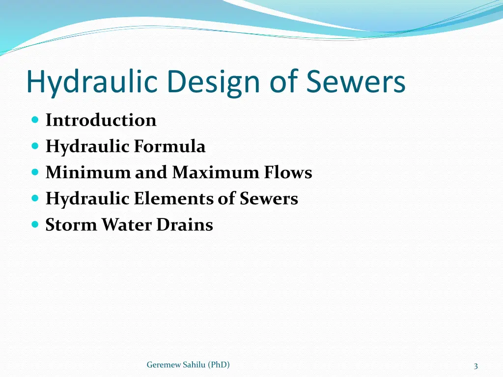 hydraulic design of sewers