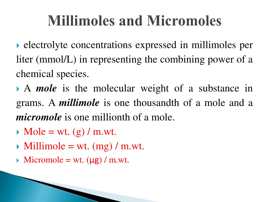 electrolyte concentrations expressed