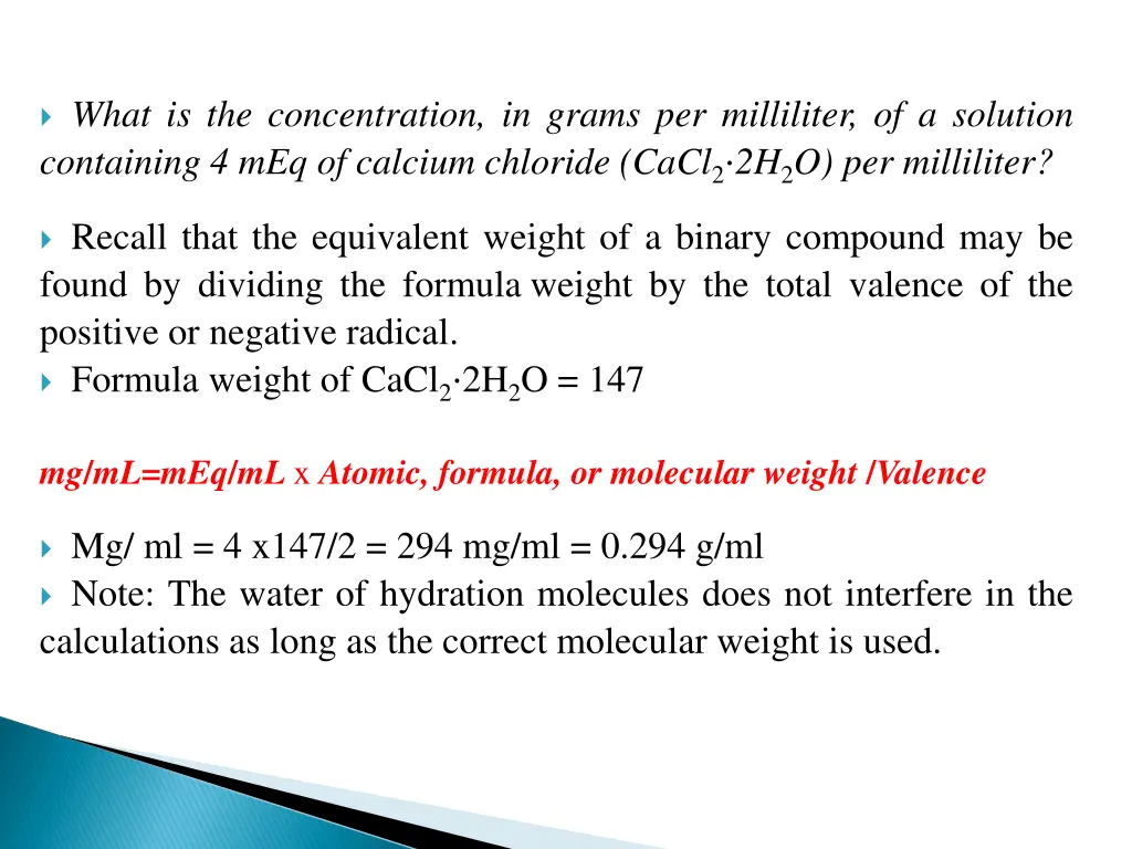 what is the concentration in grams per milliliter