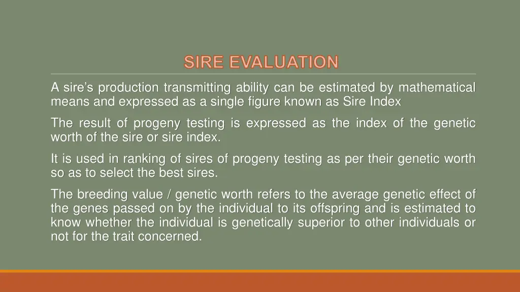 sire evaluation