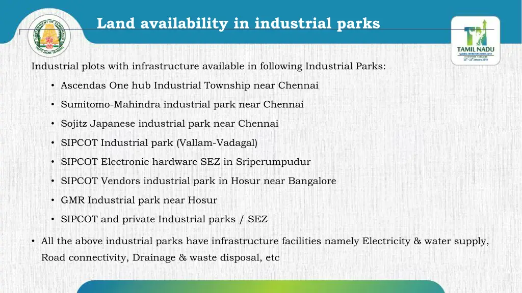 land availability in industrial parks