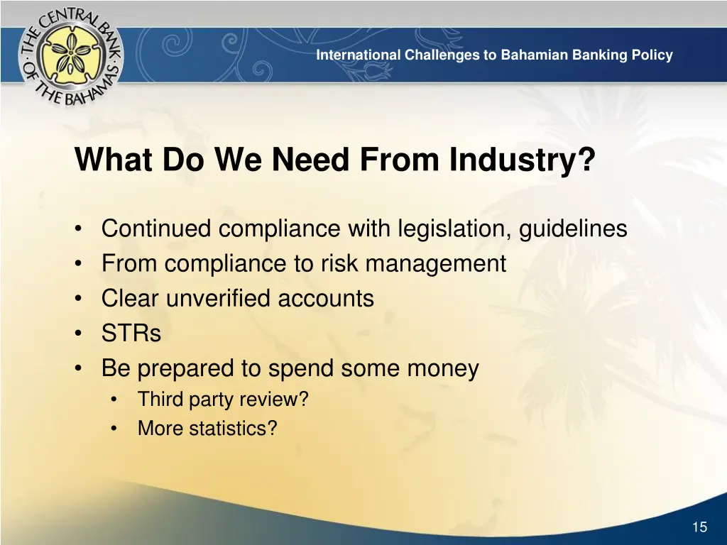 international challenges to bahamian banking 12