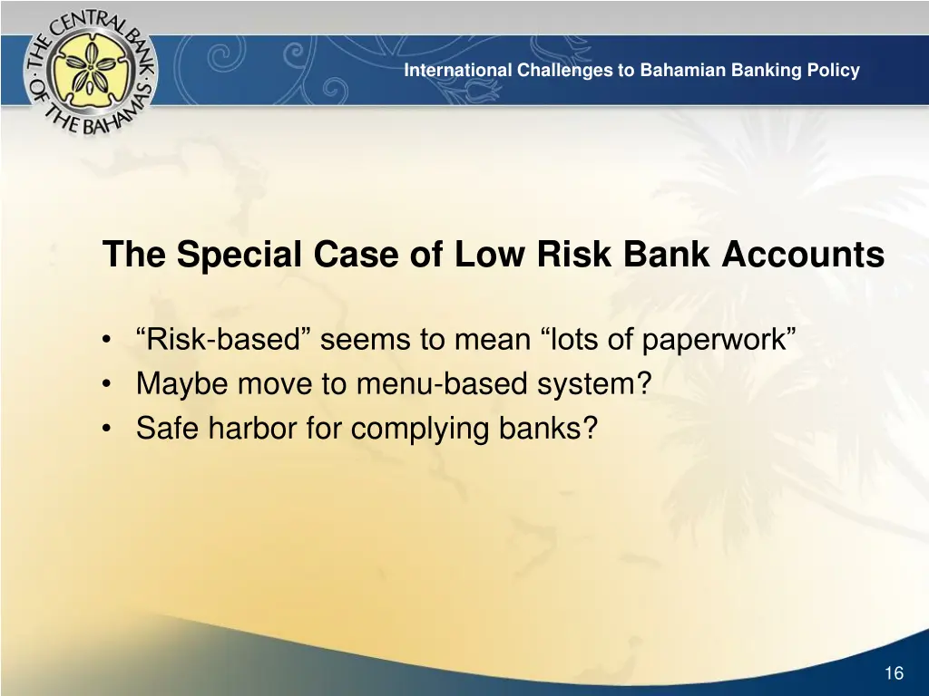 international challenges to bahamian banking 13