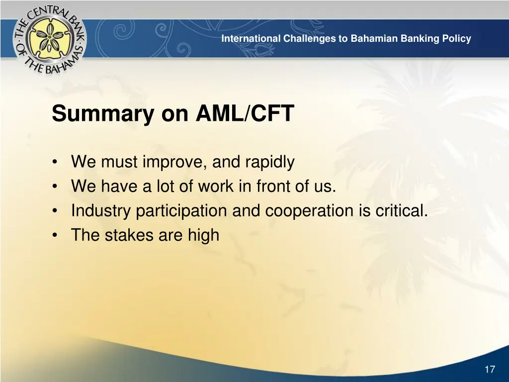 international challenges to bahamian banking 14