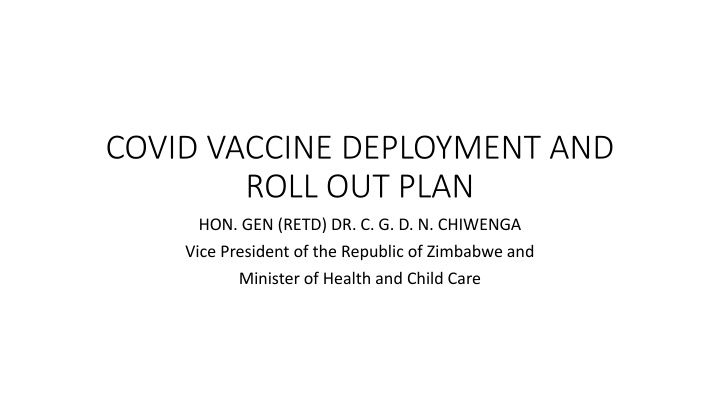 covid vaccine deployment and roll out plan