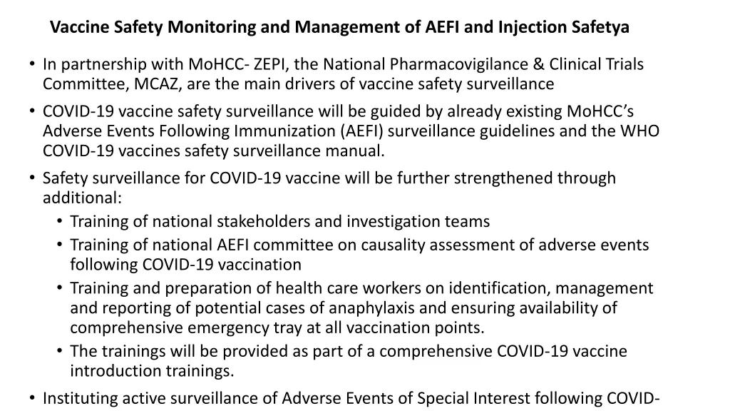 vaccine safety monitoring and management of aefi