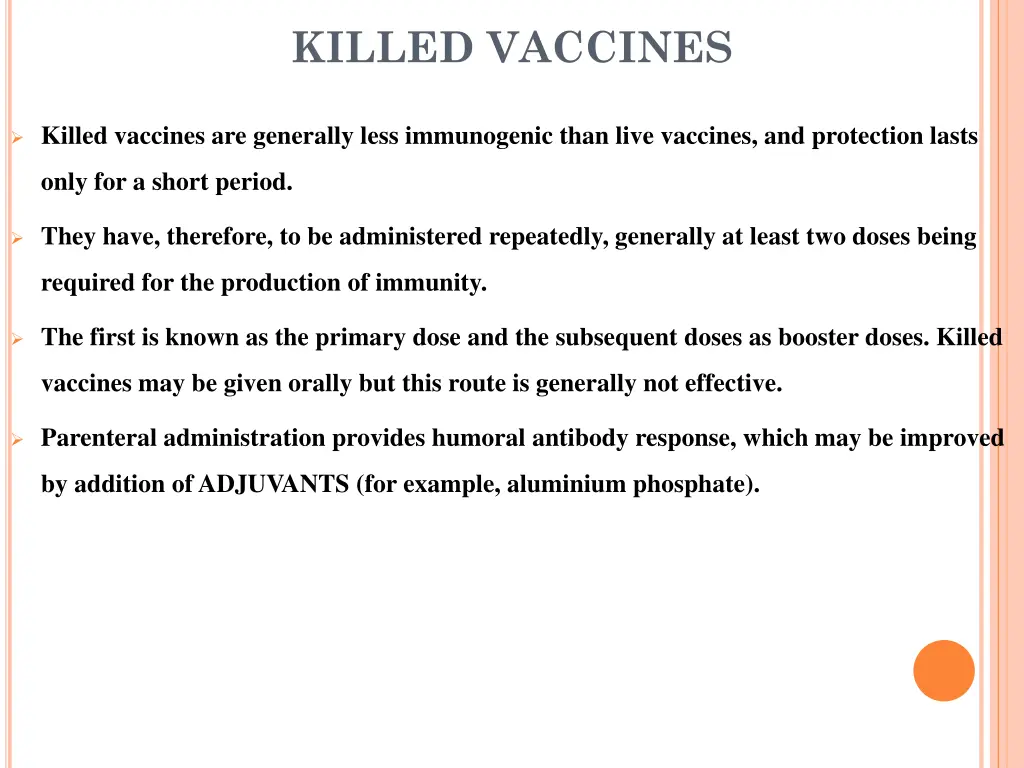 killed vaccines