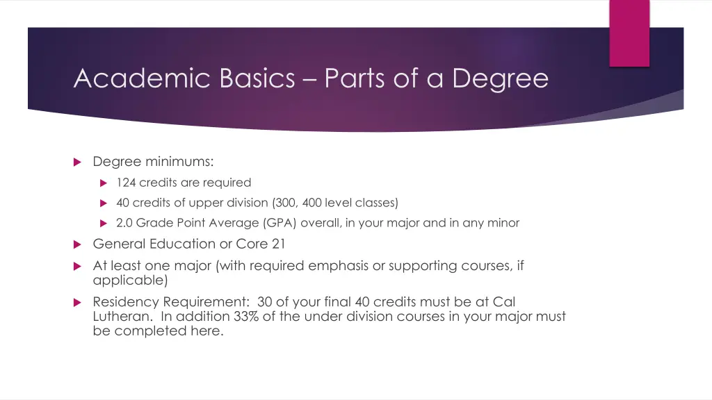 academic basics parts of a degree