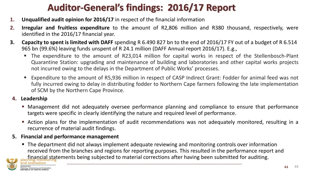 auditor general s findings 2016 17 report