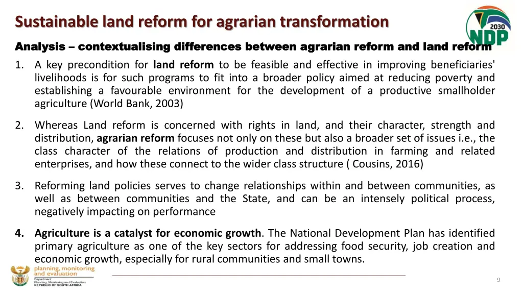 sustainable land reform for agrarian