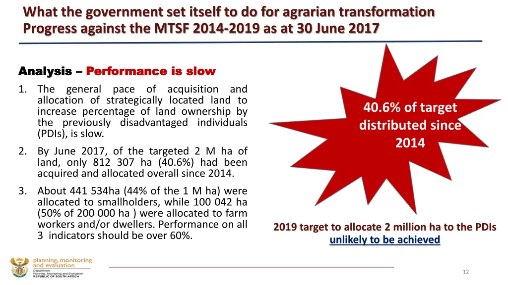 what the government set itself to do for agrarian 1