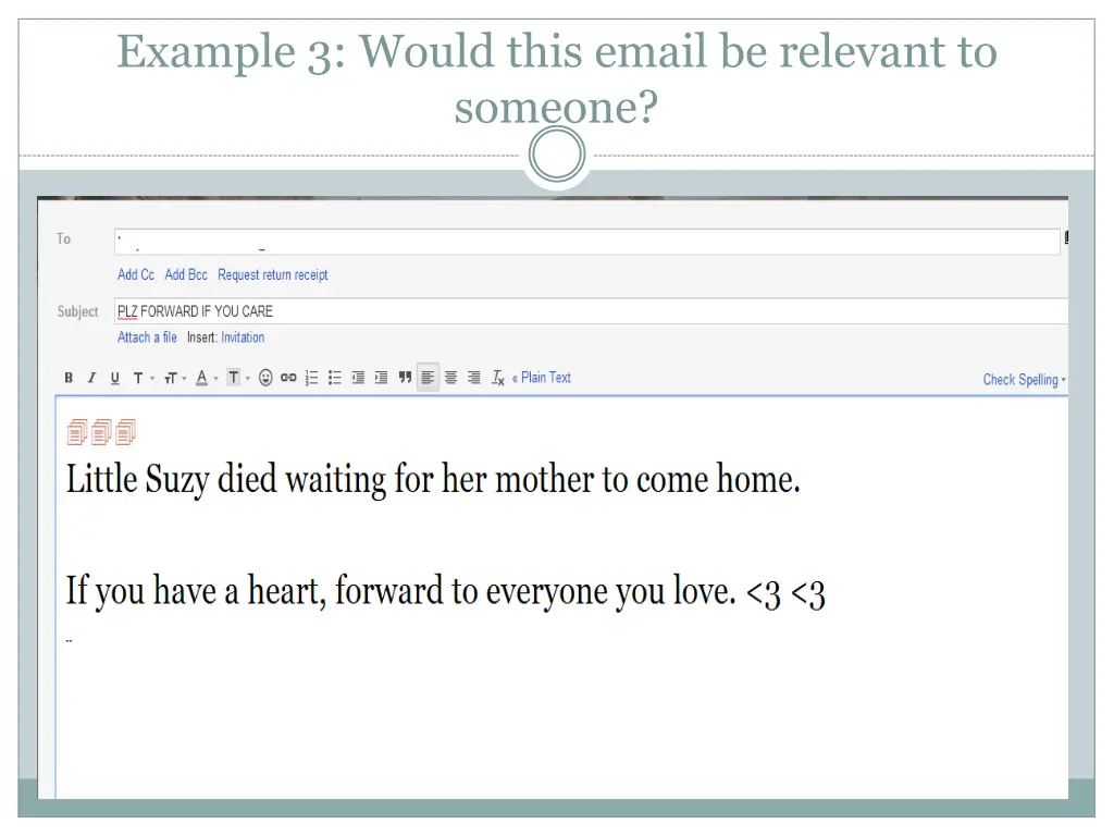 example 3 would this email be relevant to someone