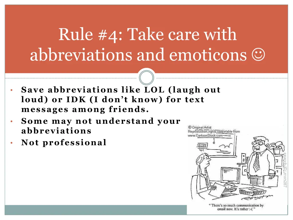 rule 4 take care with abbreviations and emoticons