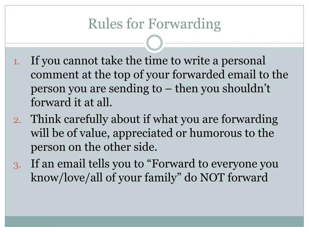 rules for forwarding