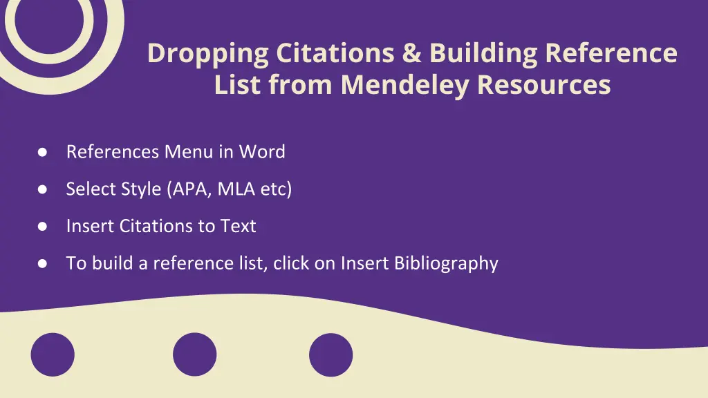 dropping citations building reference list from