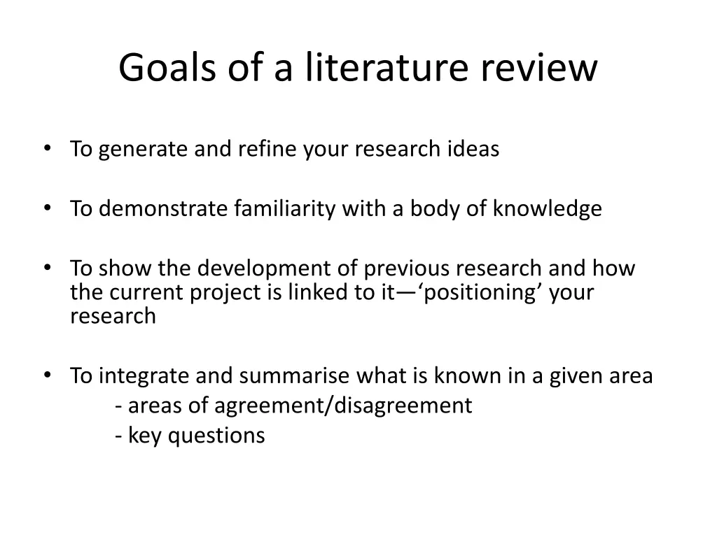 goals of a literature review