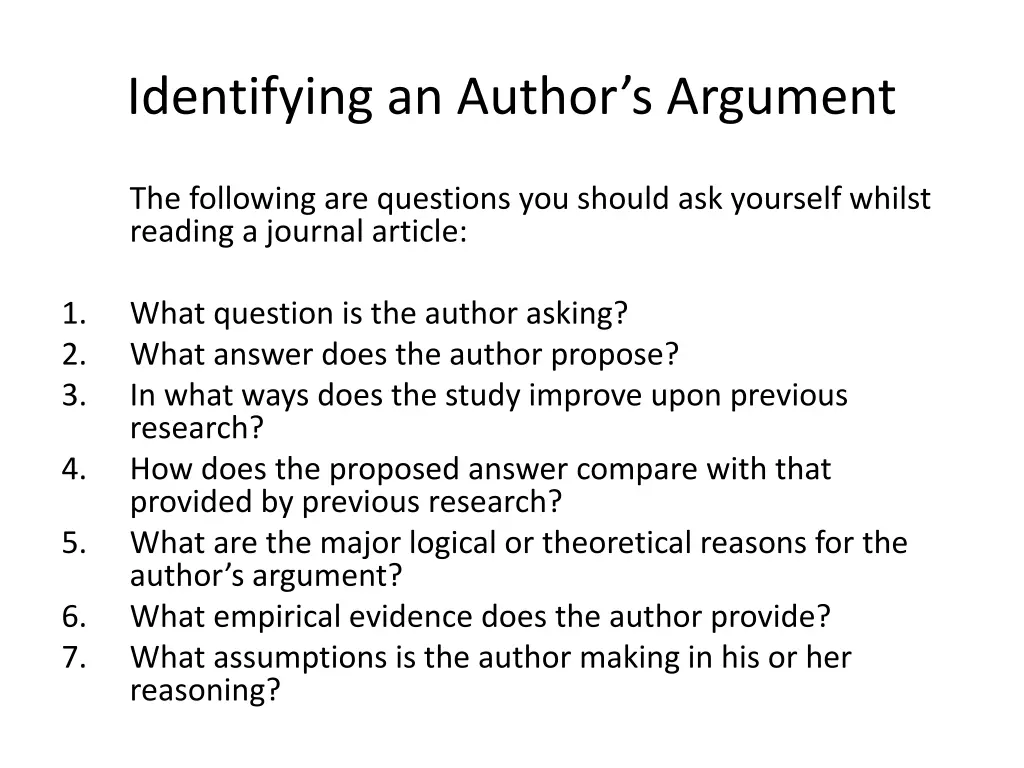 identifying an author s argument