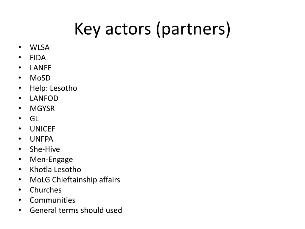 key actors partners