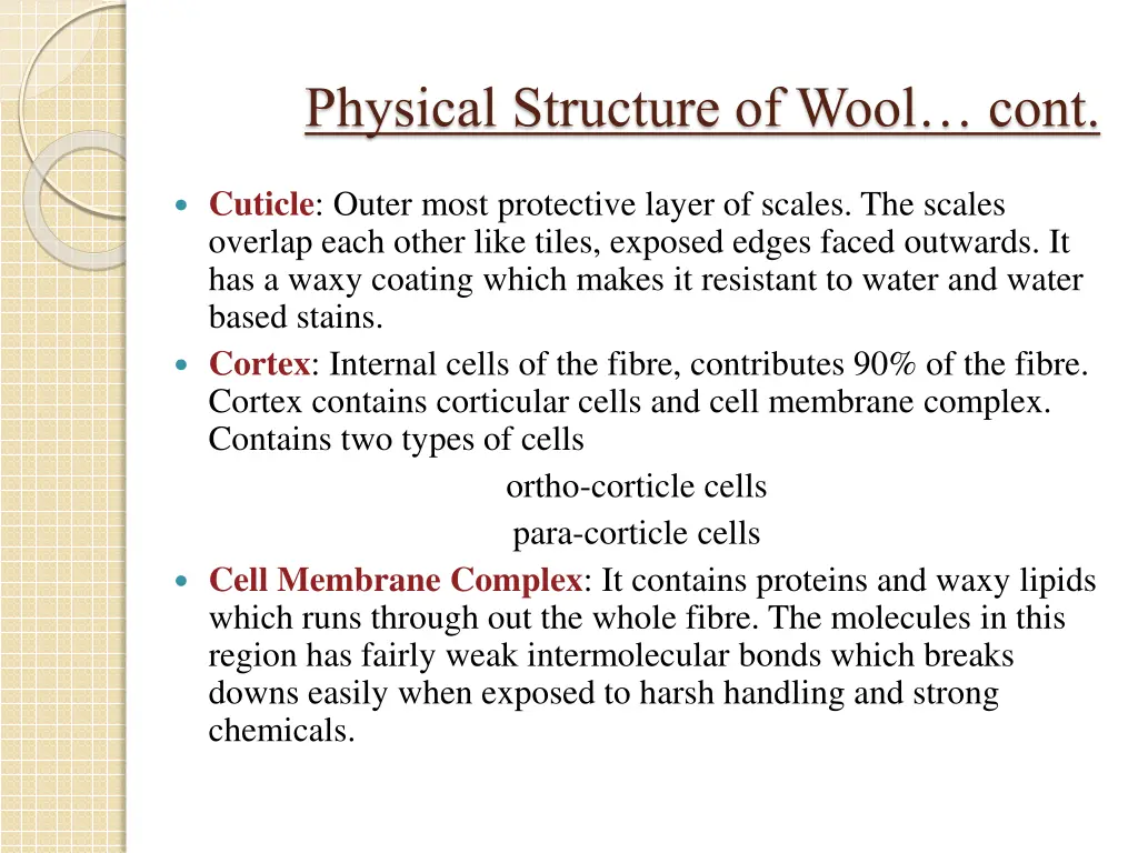 physical structure of wool cont