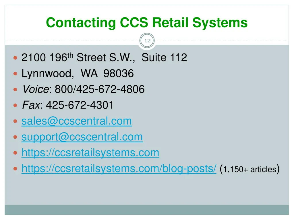 contacting ccs retail systems