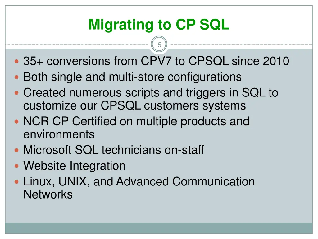 migrating to cp sql