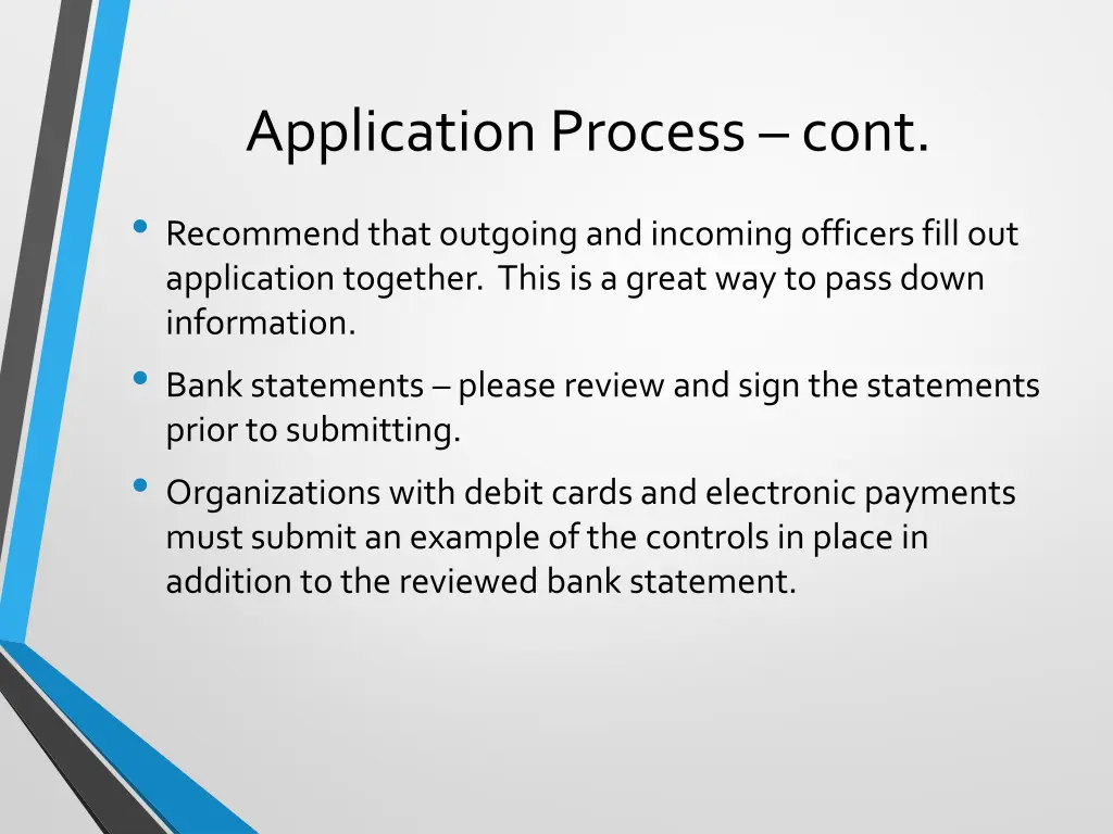 application process cont