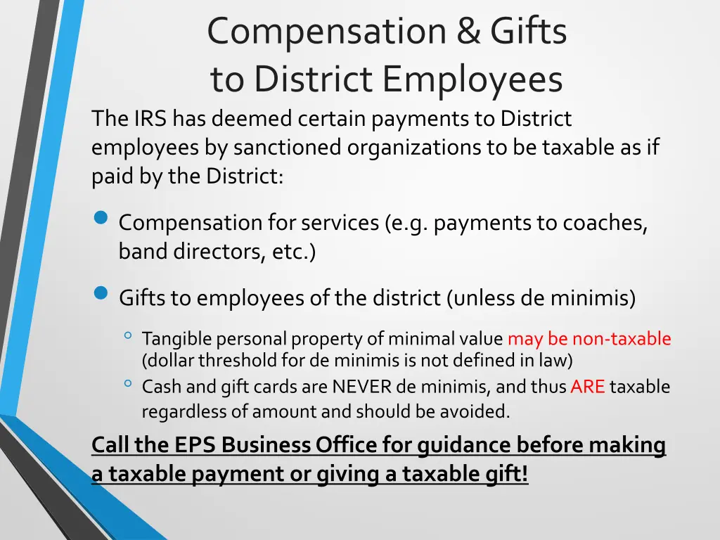 compensation gifts to district employees