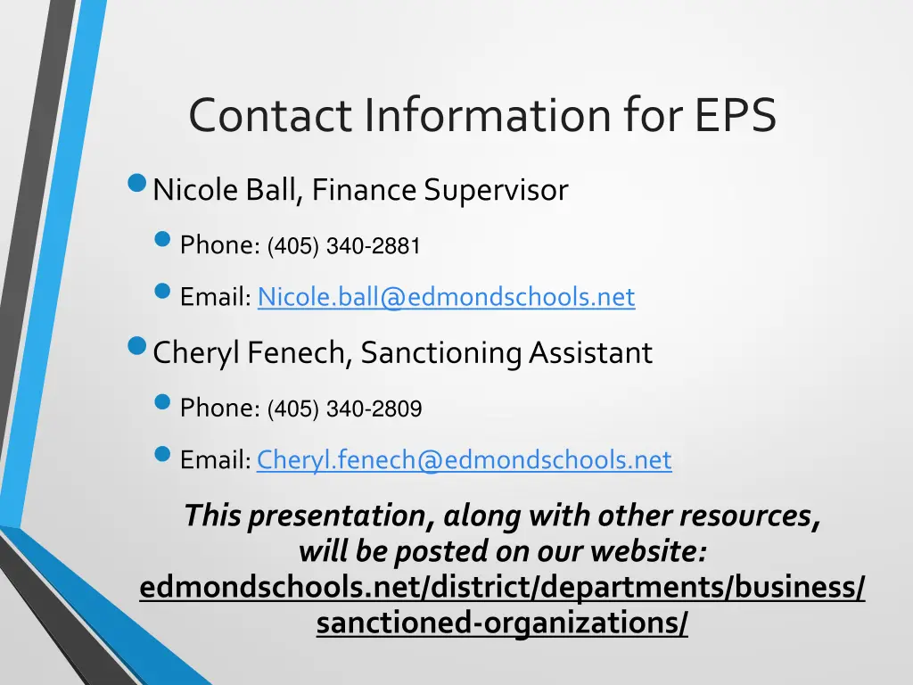 contact information for eps nicole ball finance