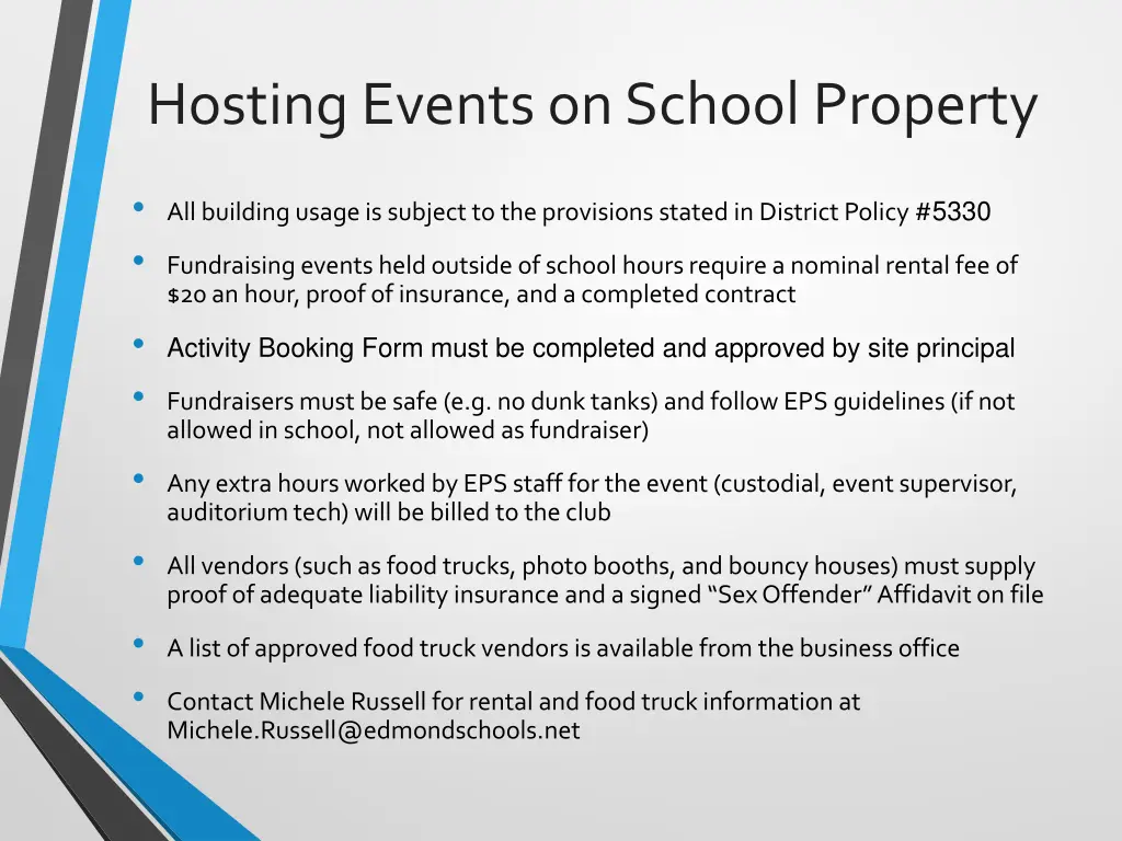 hosting events on school property