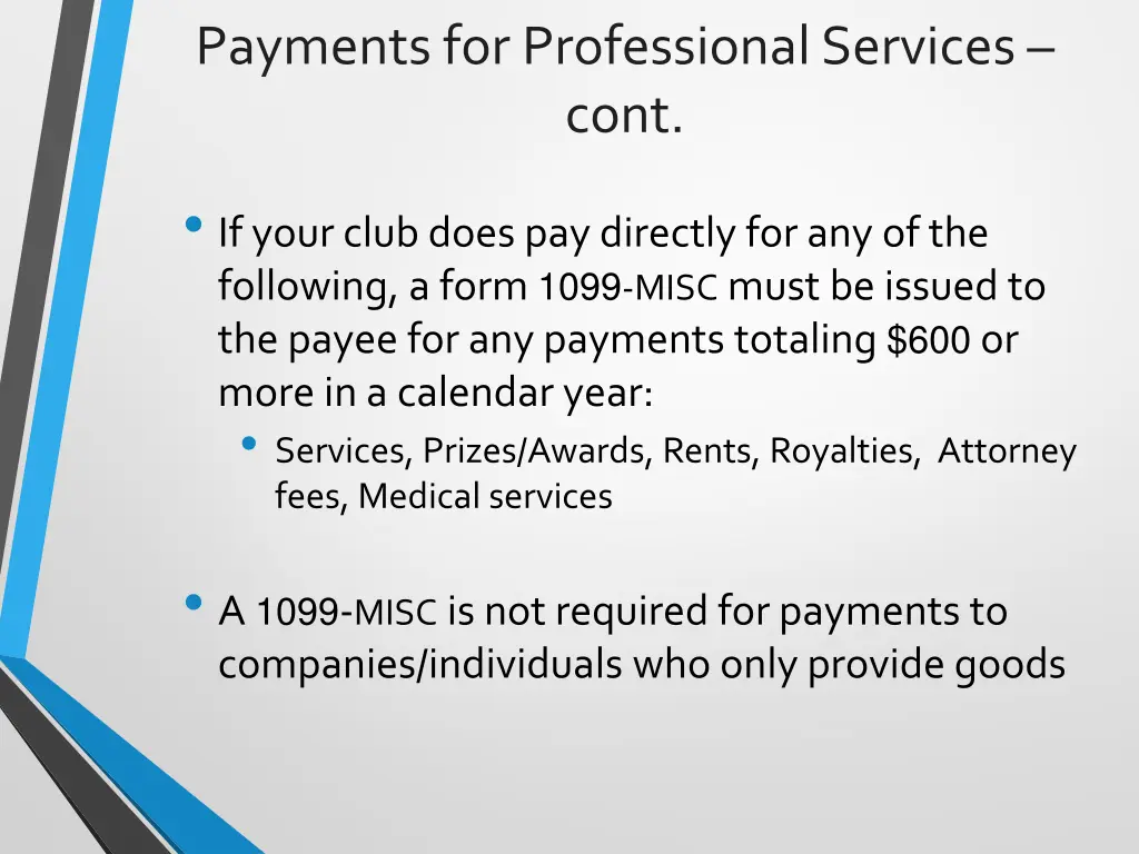 payments for professional services cont