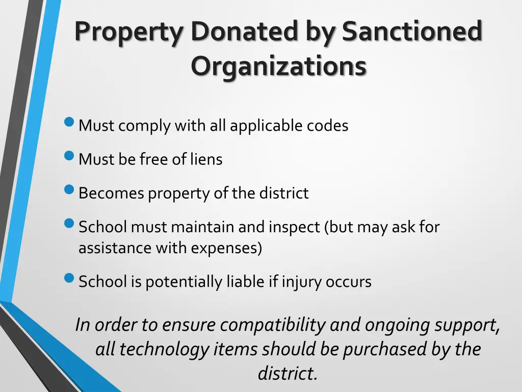 property donated by sanctioned organizations