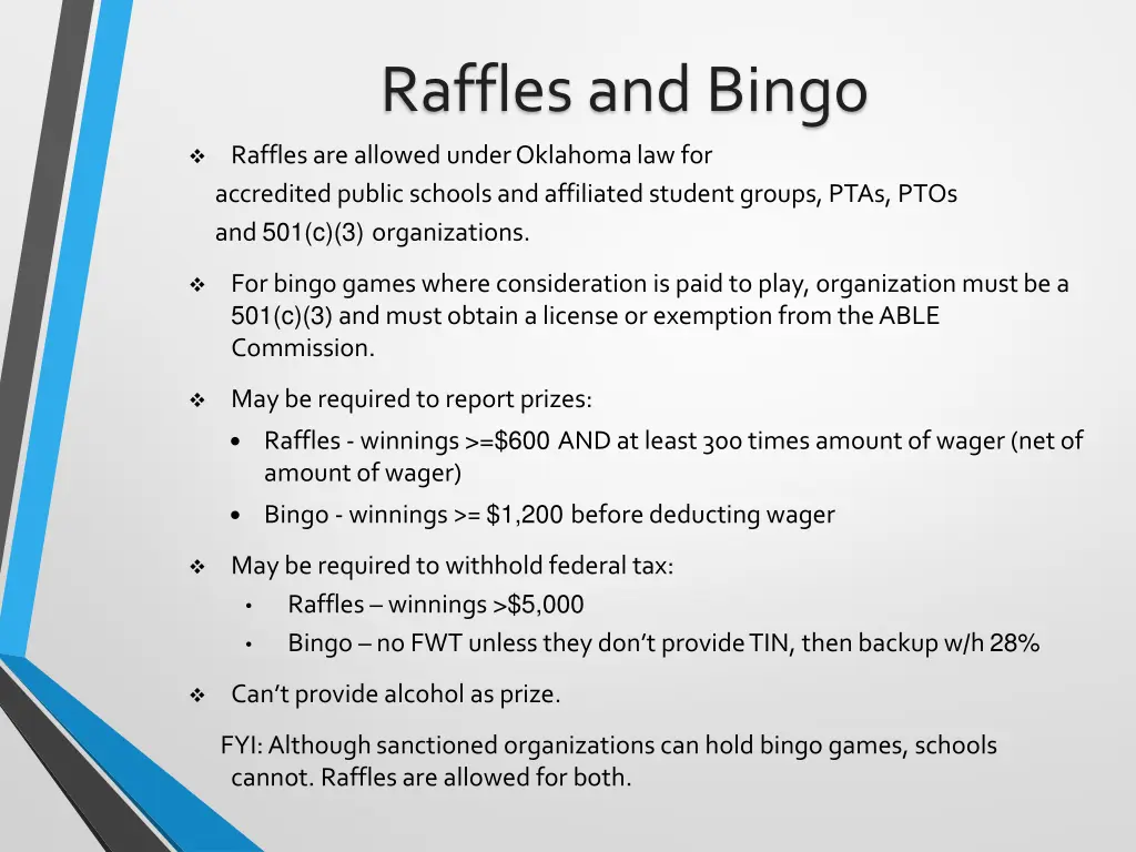 raffles and bingo