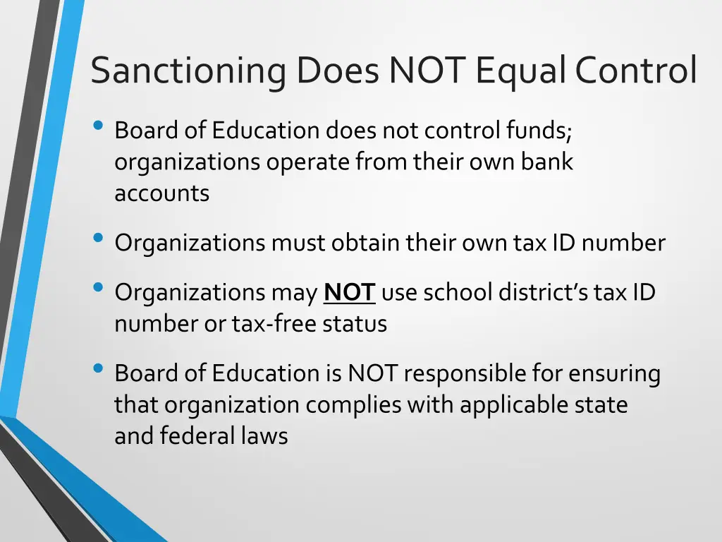 sanctioning does not equal control board