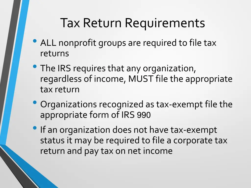 tax return requirements all nonprofit groups