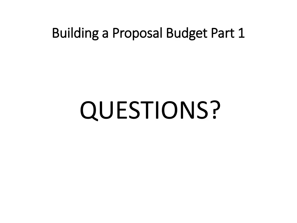 building a proposal budget part 1 building 1