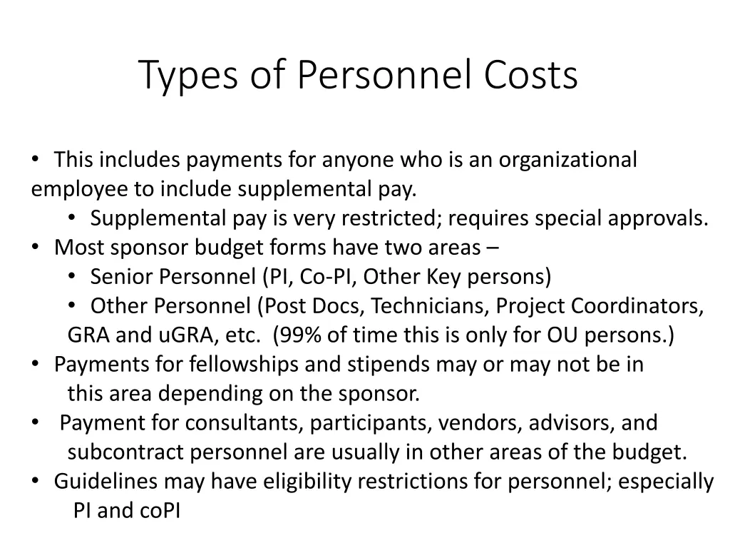 types of personnel costs 1