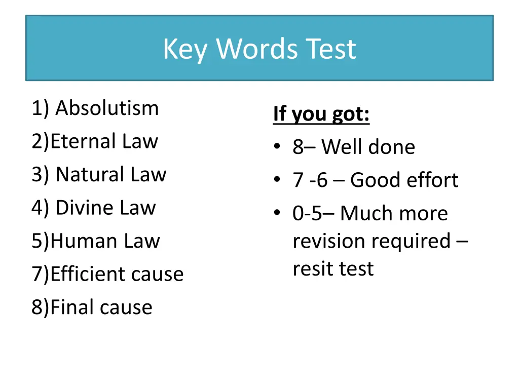 key words test 1