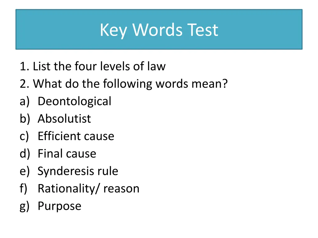 key words test