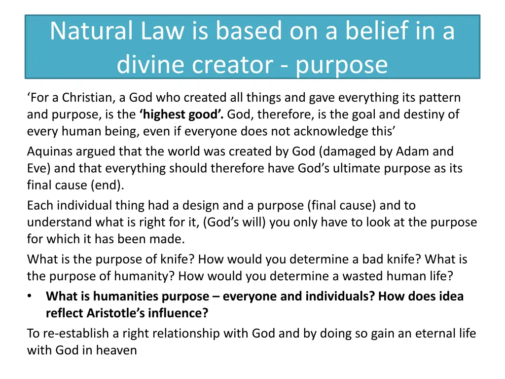 natural law is based on a belief in a divine