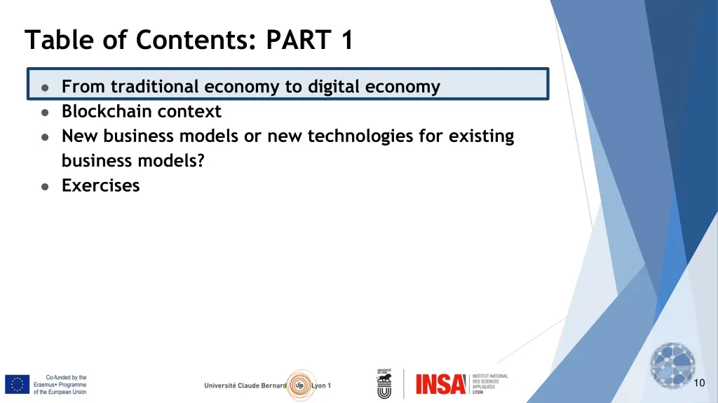 table of contents part 1