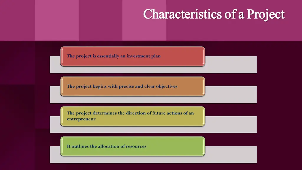 characteristics of a project characteristics