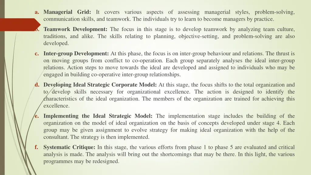 a managerial grid it covers various aspects