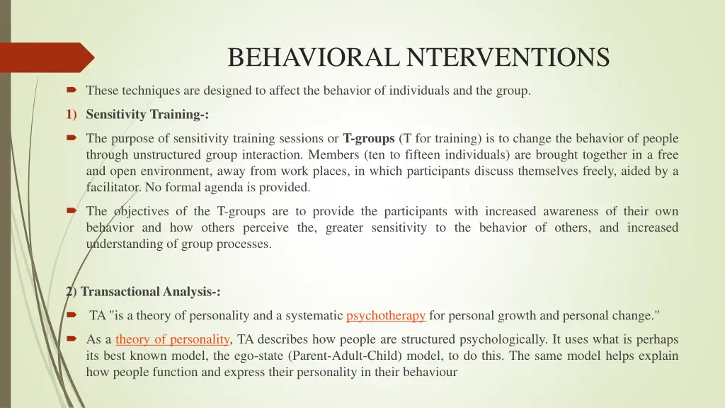 behavioral nterventions