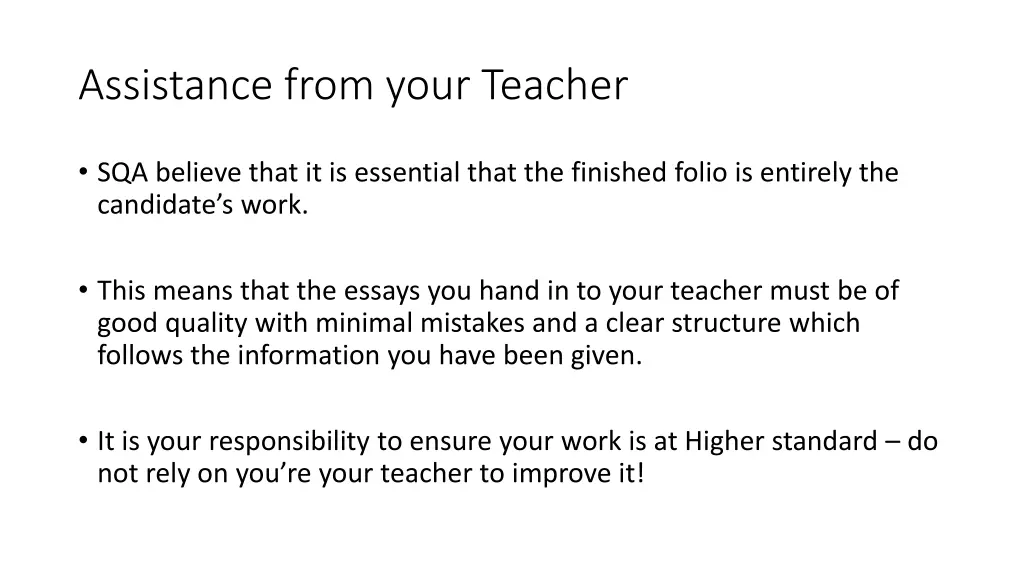 assistance from your teacher 1