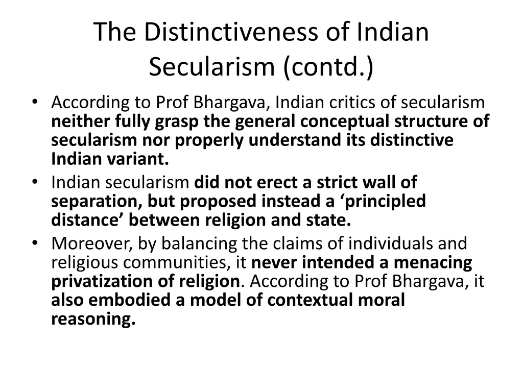 the distinctiveness of indian secularism contd 1