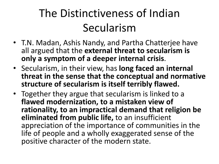 the distinctiveness of indian secularism