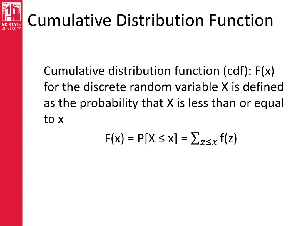 cumulative distribution function