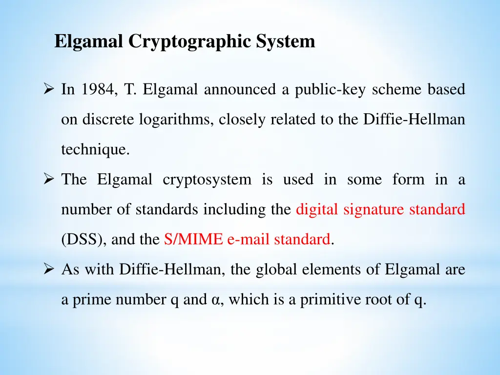 elgamal cryptographic system