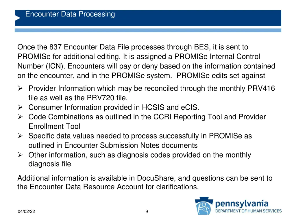 encounter data processing